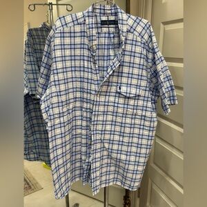 Ralph Lauren Blue and White Plaid Casual Shirt EUC Size 3XB 3G